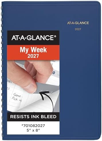 AT-A-GLANCE 2027 Appointment Book Planner, Weekly, 5" x 8", Hourly, Blue (701082027)