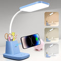 LED Desk Lamp with 10W Wireless Charging & Pen Holder, Blue