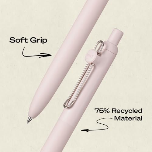 uniball™ Zento Gel Pens, Black Ink, 0.7mm Medium Point, Retractable, 4 Count, Smooth Writing, Quick-Drying, No Smear, No Bleed, Macrame Barrel Colors
