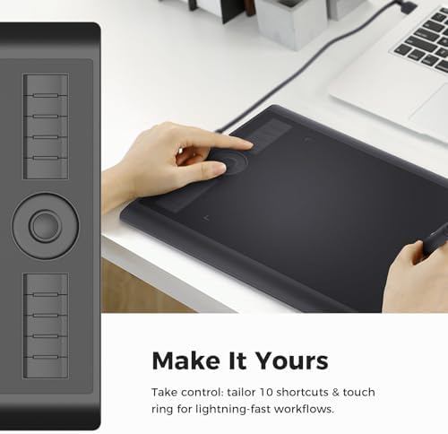 GAOMON M10K Drawing Tablet, 10x6 with Touch Ring, 10 Keys & 8192 Pressure
