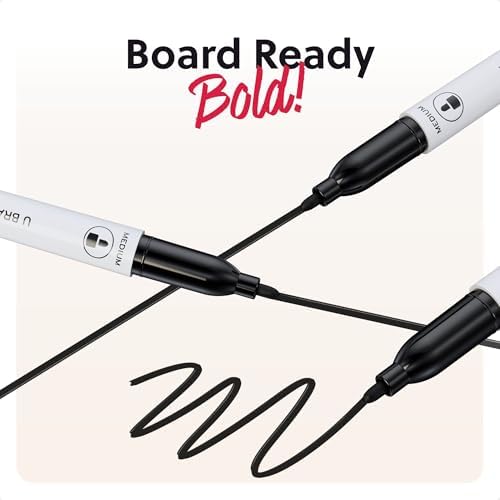 U Brands Dry Erase Markers Medium Tip Set, 36 Pack, Black, Whiteboard Pens with Medium Point and Built In Eraser Caps, Low Odor Ink, Dry Erase Markers For Classroom, Office, Or Home