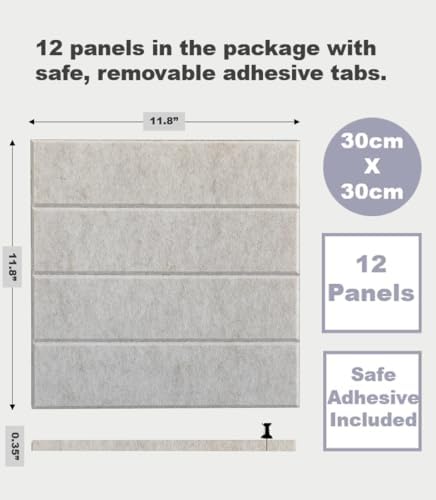 Felt Bulletin Board Tiles | Modern Cork Board Alternative | Large Cork Boards for Walls | Aesthetic Felt Wall Panels for Office & Home Decor | Pinboard & Photo Board (12-Pack) | Ivory