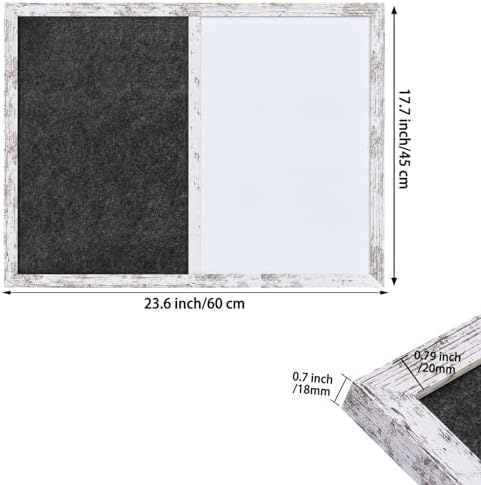 Whiteboard Bulletin Board Dark Gary Felt Board Combo for Office School Kitchen Bedroom, White Wood Frame,17.7"*23.6",Whiteboard+BK-4560WH
