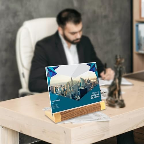 Acrylic Sign Holder 8.5 x 11, L-Shape Horizontal 2 Pack for Tabletop