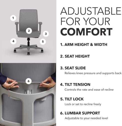 HON Ignition 2.0 Low Back Ergonomic Office Chair, Desk Chair, Frost