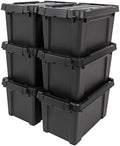 IRIS USA 6-Pack 5 Gal Heavy Duty Lockable Storage Totes with lids, Black