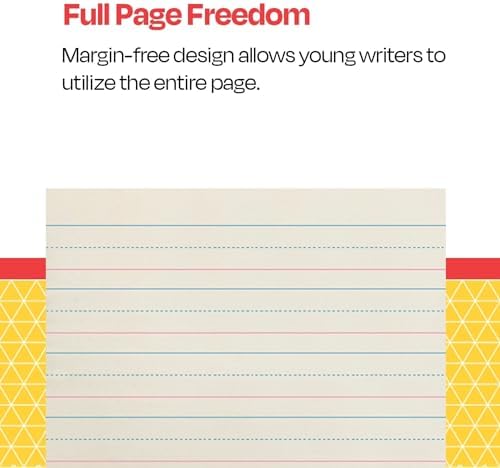 School Smart Zaner-Bloser Writing Paper, Handwriting Practice Lined Paper, Grade K Learning, 1-1/8 Inch Rule, 10-1/2 x 8 Inches, 500 Sheets (Pack of 10)