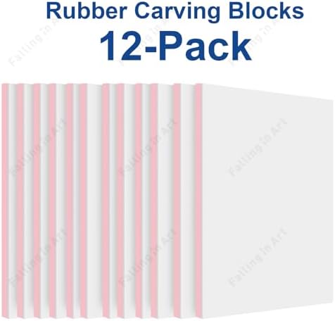 Falling in Art 5 Pack 4x6 Rubber Carving Block, Easy Cut Lino Blocks