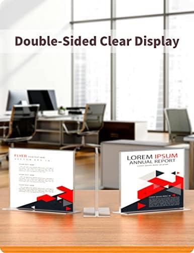 NIUBEE Acrylic Sign Holder 8.5 x 11 Horizontal T-Shape Flyer Stand 6 Pack