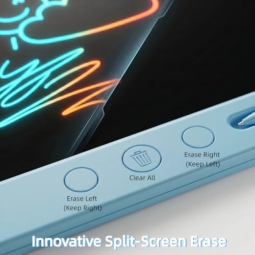 19 Inch LCD Writing Tablet with Split-Screen Partial Erase, Extra Large Drawing Pad with 3 Erase Buttons (Left/Right/Full), Giant Electronic Doodle Board for Kids Adults Home Office (Blue)