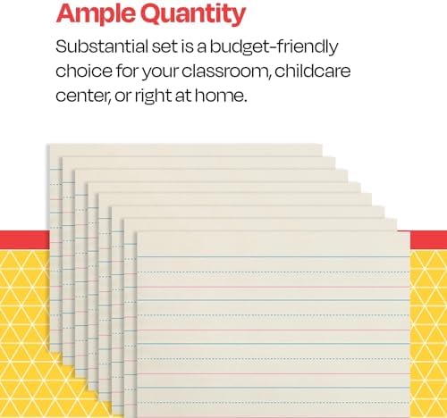 School Smart Zaner-Bloser Writing Paper, Handwriting Practice Lined Paper, Grade K Learning, 1-1/8 Inch Rule, 10-1/2 x 8 Inches, 500 Sheets (Pack of 10)