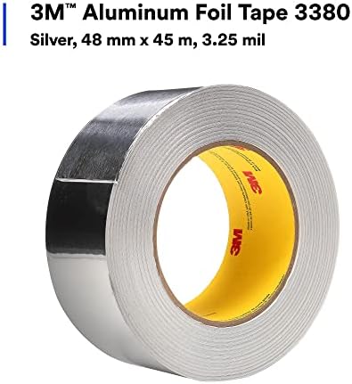 3M Aluminum Foil Tape 3380, Silver, 48 mm x 45 m, 3.25 mil, 1 Roll