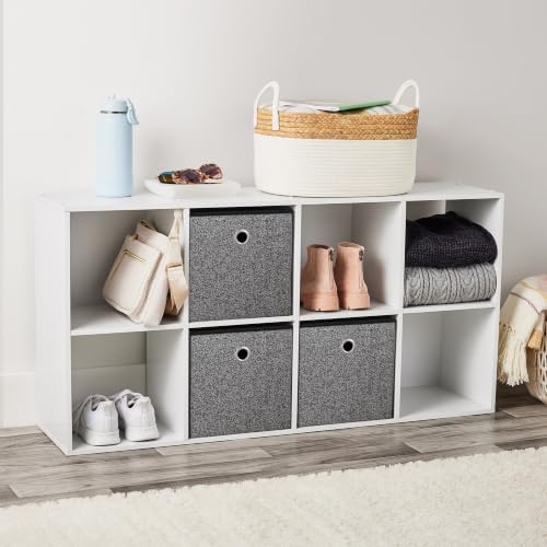 White 8-Cube Storage Organizer Bookcase, Convertible Vertical & Horizontal Cubby Shelving Unit, Open And Closed Back Compartment Compatible With Fabric Bins