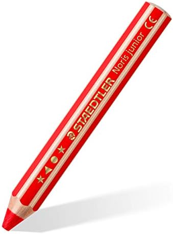 STAEDTLER Noris Junior 3-in-1 Jumbo Coloring Pencils: 12 Count - Colored Pencil, Wax Crayon, & Watercolor Pencil All In One, Toddler & Preschool Art for Ages 2+, With Sharpener, Easy Grip