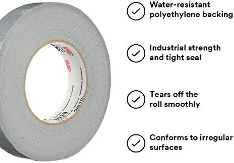 3M 3939 Heavy Duty Duct Tape, Silver, .94 in x 60 yd x 9.0 mil – Professional Grade Water-Resistant Duct Tape for Sealing, Holding, Bundling and Reinforcing, Case of 36