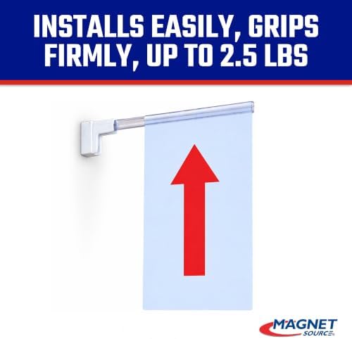 Master Magnetics Magnetic Sign Holder Pack for 12" Signs - 90 Degree Powerful Magnetic Base with 12" Acrylic Strip - For Door Frames and Metal Shelves - 2.28" L x 0.79" W x 13" H - 6-Pack