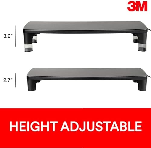 3M Monitor Computer Stand, 21.6 in x 9.4 in, 4 Port USB Hub