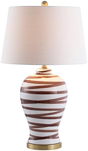 JONATHAN Y Joelie Ceramic Table Lamp Modern Coastal 29", Brown/White