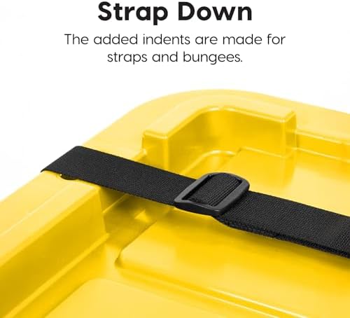 IRIS USA 4-Pack 12 Gal Heavy Duty Storage Tote Bins with Lids, Black/Yellow