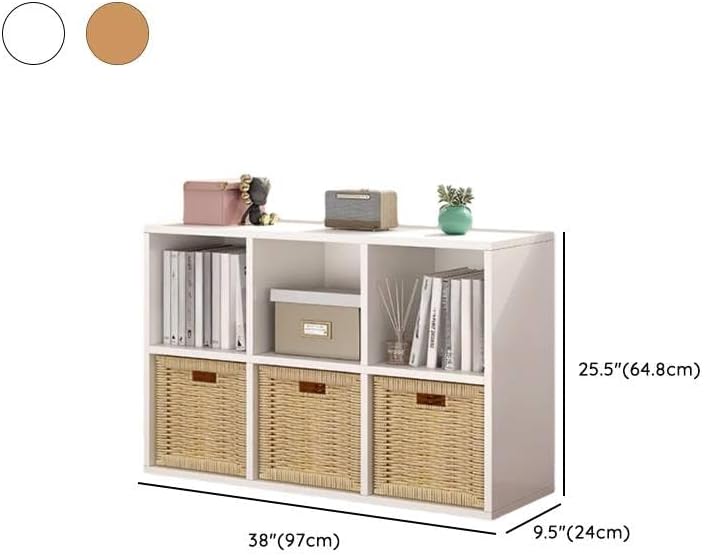Lateral Filing Lumber Bookshelves Shelves Solid Wood Bookshelf, Floor-standing Storage Rack, Low Bookcase, Cube Storage Unit, Household TV Cabinet, Bay Window Cabinet Natural 38"L x 9"W x 26"H