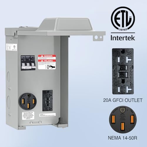 Nilight 20 50 Amp RV Power Outlet Box with Breaker NEMA 14-50R GFCI Camper