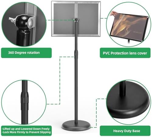 GUOHONG Sign Stand 8.5x11 Inch, Adjustable Floor Standing Sign Holder