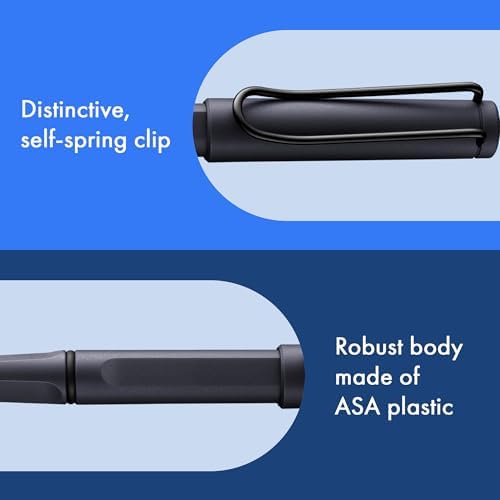Lamy safari steel black - Rollerball Pen with ergonomic grip & line width M - for pleasant long writing - made of robust ASA plastic - including rollerball refill M 63 in blue