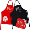 Prazoli Products Mr Mrs Apron Set - Engagement Gifts, Wedding & Bridal Shower Gifts for Couple (Mr. & Mrs. Est: 2026 - Red, Standard)