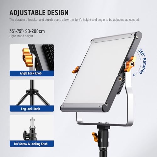 Neewer 2 Packs Dimmable Bi Color 480 LED Video Light Kit, 3200~5600K CRI 96+ LED Panel with U Bracket, 75 inches Tripod Light Stand for YouTube Recording Studio Photography Streaming Key Lighting