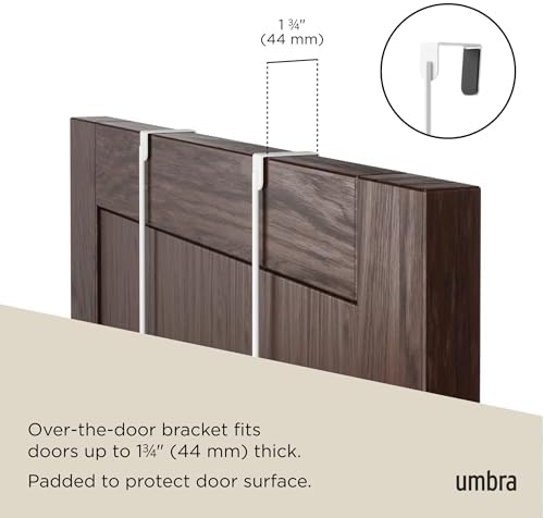 Umbra Estique Coat Rack, Over the Door Wall Hooks, 14 Hook, White/Natural