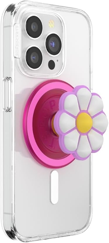 PopSockets Phone Grip for MagSafe, Magnetic Holder- Doodle Daisy Boca | Removable, For Kindle / Android / iPhone, With Magnet, Hot Pink, Fun, Cool, Unique