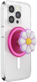 PopSockets Phone Grip for MagSafe, Magnetic Holder- Doodle Daisy Boca | Removable, For Kindle / Android / iPhone, With Magnet, Hot Pink, Fun, Cool, Unique