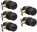 KNOBWELL 5 Pack Interior Door Knobs Privacy Door Knob, Locking Door Knob for Bed or Bath Function Interior Door Use, Oil Rubbed Bronze, Round Shape