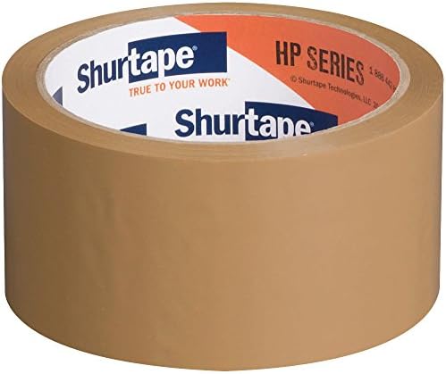 Shurtape HP 200 Medium Duty Hot Melt Shipping and Packaging Tape, For Hand or Automated Sealing, 48mm x 50 Meters per Roll, Tan, 1 Case of 36 Rolls (207213)
