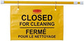 Rubbermaid Commercial Products Heavy Duty Extend-to-Fit, Multilingual "Closed For Cleaning" Hanging Doorway Safety Sign, Yellow, for Office/Restroom/Restaurant/School/Hospital/Hotel