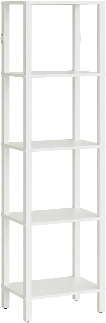 Open Book Shelf, 5 Tier Tall Bookshelf, Freestanding Shelf Narrow Bookcase with Open Shelves, 14.96" x 10.63" x 53.54", Book Shelves for Living Room, Office, Study, White