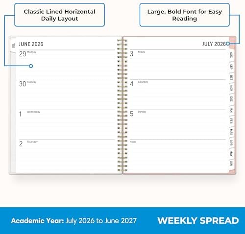 Blue Sky 2026-2027 Weekly & Monthly Academic Planner, 8.5"x11", Charlotte