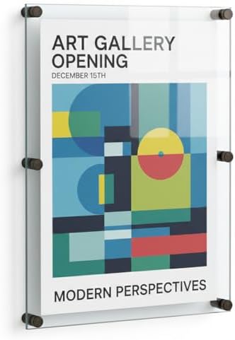Azar Displays 105540-BLK Acrylic Floating Double Panel Wall Frame,30" x 40" Graphic Size, Overall Frame Size: 34" x 44", Black