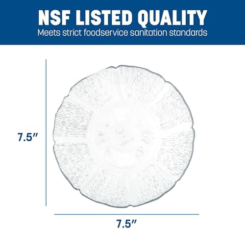 Carlisle FoodService Products Petal Mist Plate, Heavy Duty Polycarbonate Dish for Serving, 7.5", 36 Count, Clear