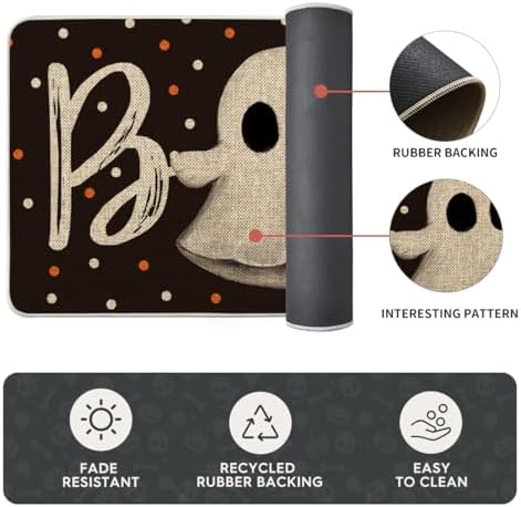 Artoid Mode Black Cats Boo Halloween Kitchen Mats Set of 2-17x29+17x47