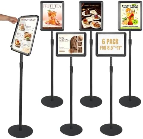 6PACK Sign Stand Holder 8.5×11-Inch for School Church Business Show,Black