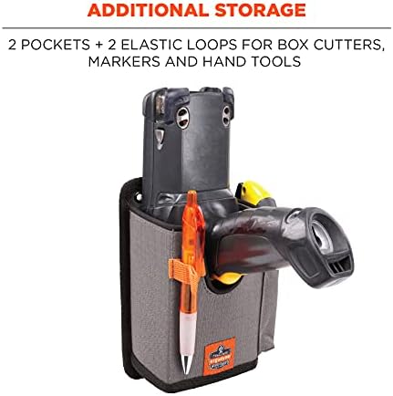 Ergodyne Squids 5543 Barcode Scanner Holder Equipment Mount for Gun Grip Mobile Computers, Handheld Bar Code Scanners, Fastener Straps to Attach to Forklift Gray Small