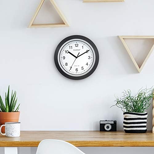 La Crosse Technology WT-3102B 10-Inch WWVB Self-set Analog Wall Clock and automatic DST reset,Black/silver