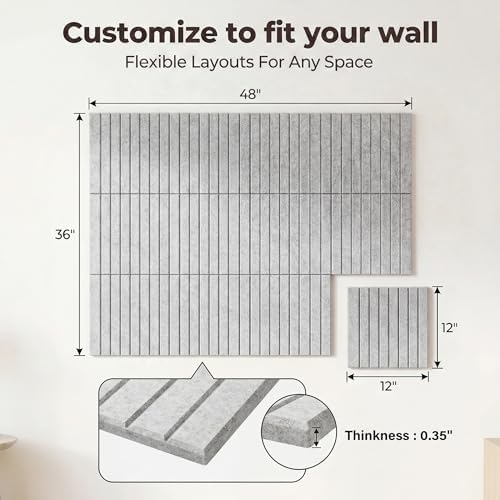 AHEONLAR Felt Bulletin Board 48" x 36", Cork Boards for Walls, 12 Pack Bulletin Board Large Cork Board for Office, Felt Boards with 70 Safe Removable Adhesive Tabs Wall Decor for Home(Light Gray)