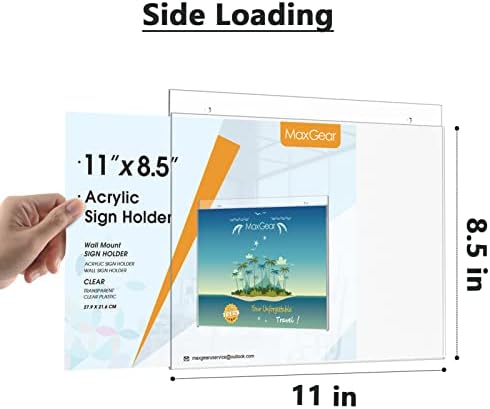 MaxGear Acrylic Wall Mount Sign Holder, 8.5 x 11 Landscape, 12 Pack