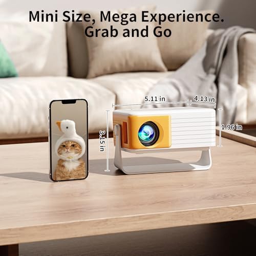 Yoton Y3 Mini Projector, Ultra-Compact 317g, 360° Stand, Auto Keystone