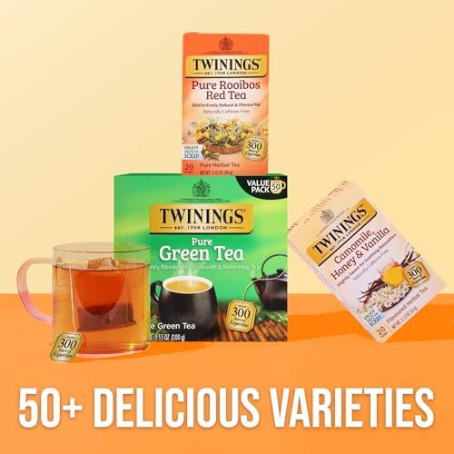 Twinings Pure Rooibos Red Herbal Caffeine-Free Tea Bags 20 CT Box (6 Pack)