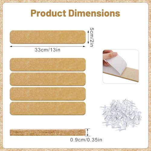 5 Pack Felt Bulletin Board Strips, 13x2 Inch Pin Board, Cork Boards
