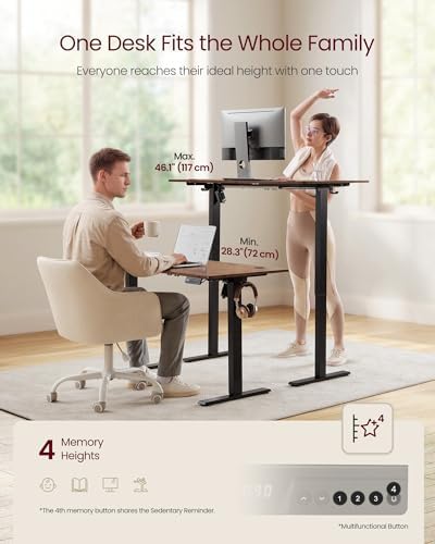 VASAGLE Electric Standing Desk, Height Adjustable, 63 x 27.6 Inches