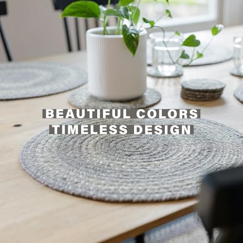 Homespice Grey Cloud Jute Braided Placemats, Round 15" Set of 2